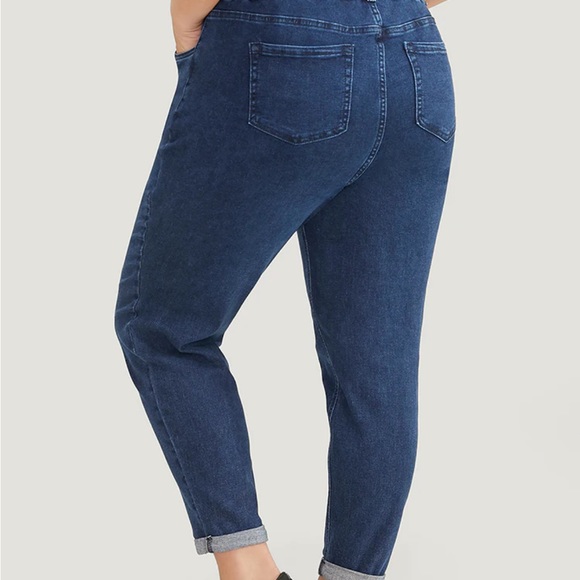 BloomChic Stretchy High Rise Dark Wash Roll Hem Drawstring Jeans Plus Size 26 - Picture 2 of 7